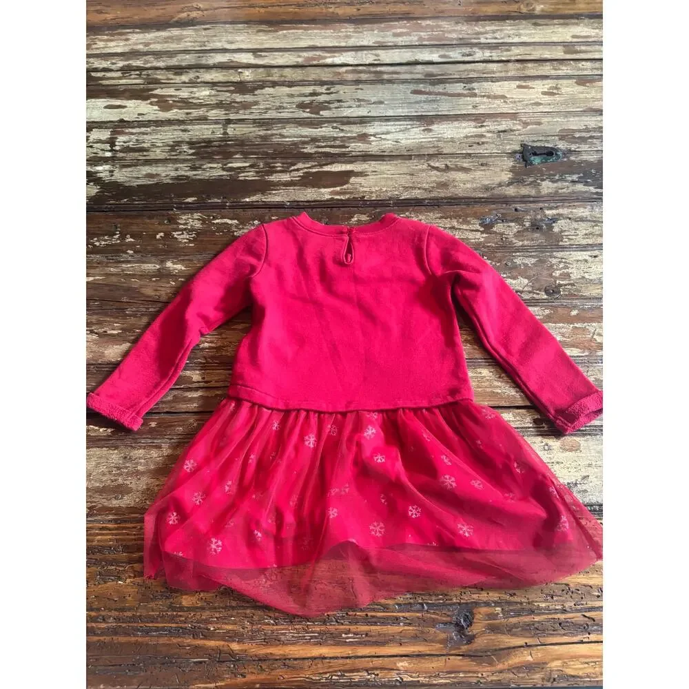 Carter's Red Christmas Dress Merry & Bright Snowflakes Size 4T